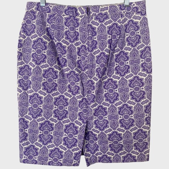 J.Crew Medallion Paisley No. 2 Pencil Skirt Purple Size 10 Knee Length New - Picture 4 of 12